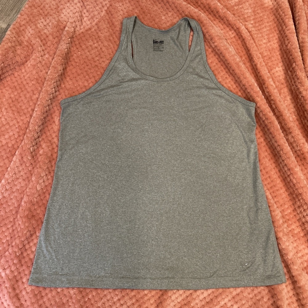 Nikeโ gray racerback tank top large dri fit Shirt Regular Fit Women Sleeveless